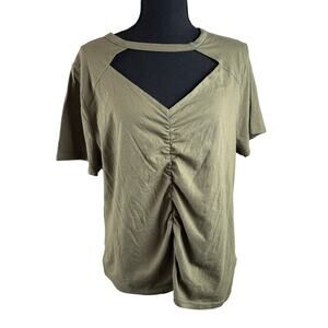 Derek Heart Plus Short Sleeve With Cut Out Stretch Top 2XL